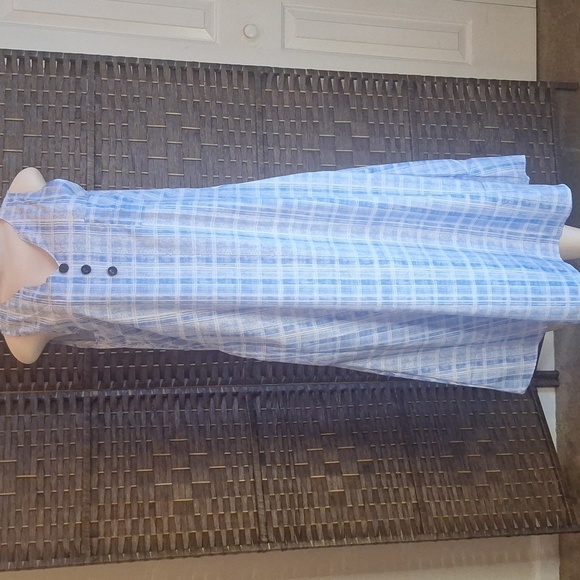 Blue Plaid Sleeveless Dress, Size Large - Picture 4 of 5